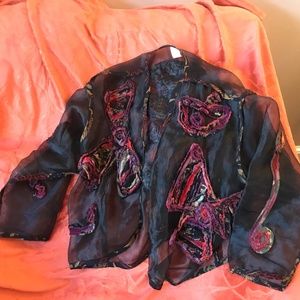 Unique sheer fabric black jacket